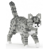 Jekca - Grey Tabby Cat Mini 01 - Lego - Sculpture - Construction - 4D - Brick Animals - Toys