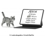 Jekca - Grey Tabby Cat Mini 01 - Lego - Sculpture - Construction - 4D - Brick Animals - Toys