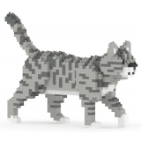 Jekca - Grey Tabby Cat Mini 01 - Big - Lego - Sculpture - Construction - 4D - Brick Animals - Toys