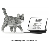 Jekca - Grey Tabby Cat Mini 01 - Big - Lego - Sculpture - Construction - 4D - Brick Animals - Toys