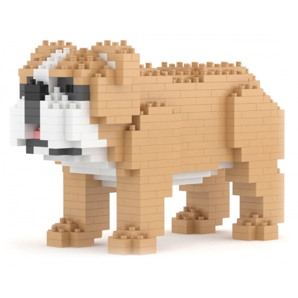 Jekca - English Bulldog Mini 01 - Big - Lego - Sculpture - Construction - 4D - Brick Animals - Toys