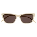 Yves Saint Laurent - Occhiali da Sole SL 737 Mica Thin - Avorio e Nero - Saint Laurent Eyewear