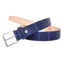 Ammoment - Cintura - Coccodrillo del Nilo in Blu Navy - Cintura in Pelle di Alta Qualità Luxury