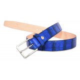 Ammoment - Belt - Nile Crocodile in Kookai Electric Blue - Leather High Quality Luxury Belt