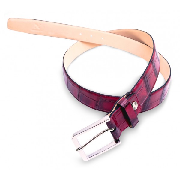 Ammoment - Cintura - Coccodrillo del Nilo in Rosso Kookai - Cintura in Pelle di Alta Qualità Luxury