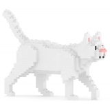 Jekca - White Cat Mini 01 - Lego - Sculpture - Construction - 4D - Brick Animals - Toys