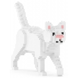 Jekca - White Cat Mini 01 - Lego - Sculpture - Construction - 4D - Brick Animals - Toys