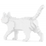 Jekca - White Cat Mini 01 - Lego - Sculpture - Construction - 4D - Brick Animals - Toys