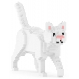 Jekca - White Cat Mini 01 - Big - Lego - Scultura - Costruzione - 4D - Animali di Mattoncini - Toys