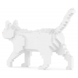 Jekca - White Cat Mini 01 - Big - Lego - Scultura - Costruzione - 4D - Animali di Mattoncini - Toys