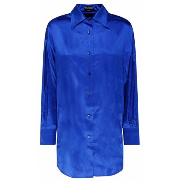 Tom Ford - Camicia a Maniche Lunghe Blu Cobalto - Tom Ford Exclusive Luxury Collection