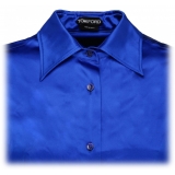 Tom Ford - Camicia a Maniche Lunghe Blu Cobalto - Tom Ford Exclusive Luxury Collection