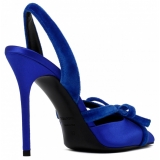 Tom Ford - Electric Blue Satin and Velvet Bow Slingback - Tom Ford Exclusive Luxury Collection