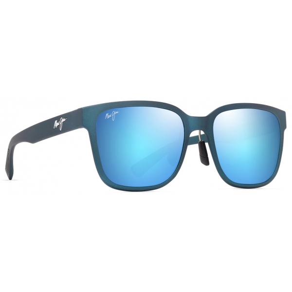 Maui Jim - Paulele Asian Fit - Blu Tè Opaco Blue Hawaii - Occhiali da Sole Polarizzati Rettangolari