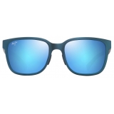 Maui Jim - Paulele Asian Fit - Blu Tè Opaco Blue Hawaii - Occhiali da Sole Polarizzati Rettangolari