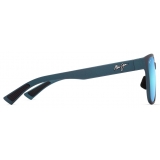 Maui Jim - Paulele Asian Fit - Blu Tè Opaco Blue Hawaii - Occhiali da Sole Polarizzati Rettangolari