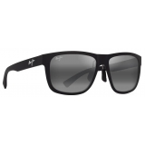 Maui Jim - Puakea - Nero Opaco Grigio Neutro - Occhiali da Sole Polarizzati Rettangolari - Maui Jim