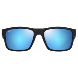 Maui Jim - The Flats - Nero Opaco Blue Hawaii  - Occhiali da Sole Polarizzati Rettangolari