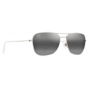 Maui Jim - Na‘Auao - Shiny Silver with Crystal Neutral Grey - Polarized Aviator Sunglasses