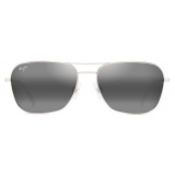 Maui Jim - Na‘Auao - Shiny Silver with Crystal Neutral Grey - Polarized Aviator Sunglasses