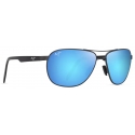 Maui Jim - Castles - Matte Dark Ruthenium with Black Blue Hawaii - Polarized Aviator Sunglasses