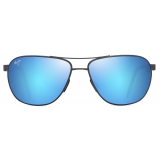 Maui Jim - Castles - Matte Dark Ruthenium with Black Blue Hawaii - Polarized Aviator Sunglasses