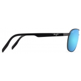 Maui Jim - Castles - Matte Dark Ruthenium with Black Blue Hawaii - Polarized Aviator Sunglasses