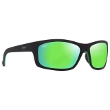 Maui Jim - Kanaio Coast - Matte Black Green MAUIGreen® - Polarized Wrap Sunglasses - Maui