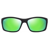 Maui Jim - Kanaio Coast - Matte Black Green MAUIGreen® - Polarized Wrap Sunglasses - Maui