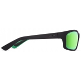 Maui Jim - Kanaio Coast - Matte Black Green MAUIGreen® - Polarized Wrap Sunglasses - Maui