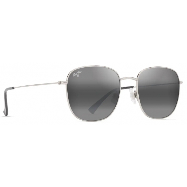 Maui Jim - ‘Ōlali Asian Fit - Argento Lucido con Nero Grigio Neutro - Occhiali da Sole Polarizzati