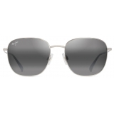 Maui Jim - ‘Ōlali Asian Fit - Shiny Silver with Black Neutral Grey - Polarized Classic Sunglasses