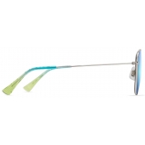 Maui Jim - ‘Ōlali Asian Fit - Shiny Silver with Blue & Green Blue Hawaii - Polarized Classic Sunglasses