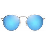 Maui Jim - Pūkaua - Argento Lucido con Blu e Verde Blue Hawaii - Occhiali da Sole Polarizzati