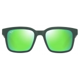 Maui Jim - ‘Ōpiopio Asian Fit - Matte Dark Green MAUIGreen® - Polarized Rectangular Sunglasses