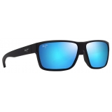 Maui Jim - Uila - Nero Opaco Blue Hawaii - Occhiali da Sole Polarizzati a Mascherina - Maui