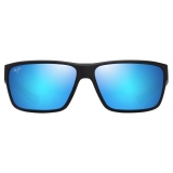 Maui Jim - Uila - Nero Opaco Blue Hawaii - Occhiali da Sole Polarizzati a Mascherina - Maui