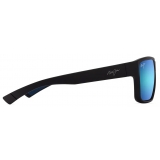 Maui Jim - Uila - Nero Opaco Blue Hawaii - Occhiali da Sole Polarizzati a Mascherina - Maui