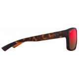 Maui Jim - Uila - Matte Dark Havana with Orange Hawaii Lava™ - Polarized Wrap Sunglasses