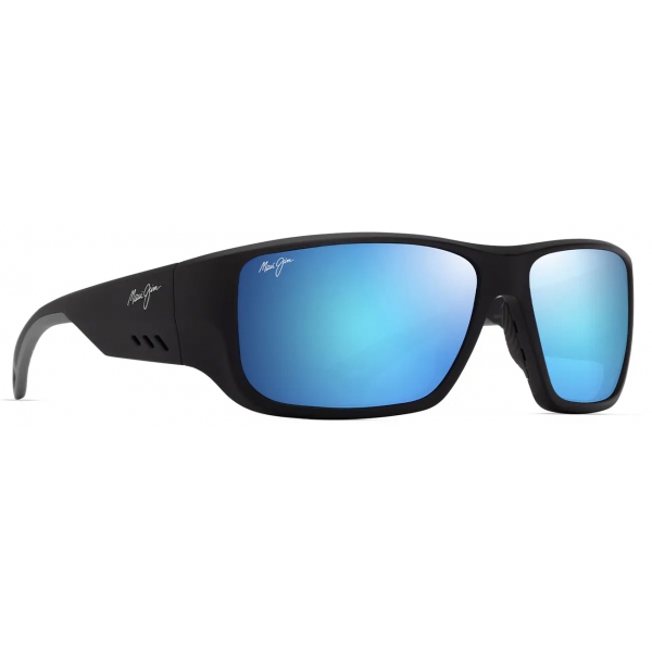 Maui Jim - Keha - Nero Opaco Blue Hawaii - Occhiali da Sole Polarizzati a Mascherina - Maui