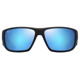 Maui Jim - Keha - Nero Opaco Blue Hawaii - Occhiali da Sole Polarizzati a Mascherina - Maui