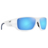 Maui Jim - Keha - Matte White Blue Hawaii - Polarized Wrap Sunglasses - Maui Jim Eyewear