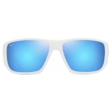 Maui Jim - Keha - Bianco Opaco Blue Hawaii - Occhiali da Sole Polarizzati a Mascherina - Maui