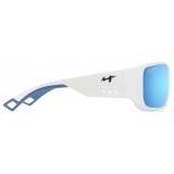 Maui Jim - Keha - Bianco Opaco Blue Hawaii - Occhiali da Sole Polarizzati a Mascherina - Maui