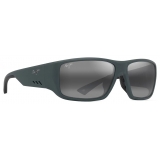 Maui Jim - Keha Asian Fit - Matte Dark Military Green Neutral Grey - Polarized Wrap Sunglasses