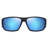 Maui Jim - Keha Asian Fit - Nero Opaco Blue Hawaii - Occhiali da Sole Polarizzati a Mascherina