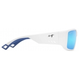 Maui Jim - Keha Asian Fit - Bianco Opaco Blue Hawaii - Occhiali da Sole Polarizzati a Mascherina