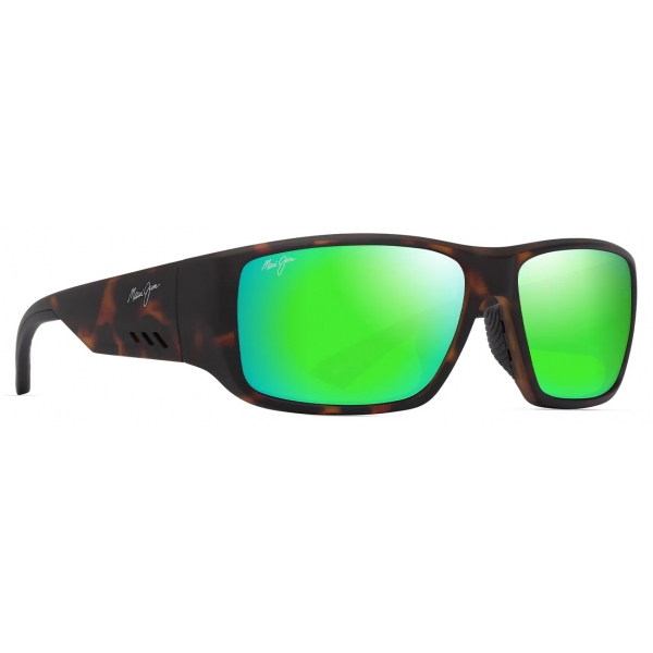 Maui Jim - Keha Asian Fit - Matte Dark Havana MAUIGreen® - Polarized Wrap Sunglasses - Maui