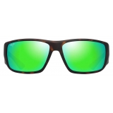 Maui Jim - Keha Asian Fit - Matte Dark Havana MAUIGreen® - Polarized Wrap Sunglasses - Maui