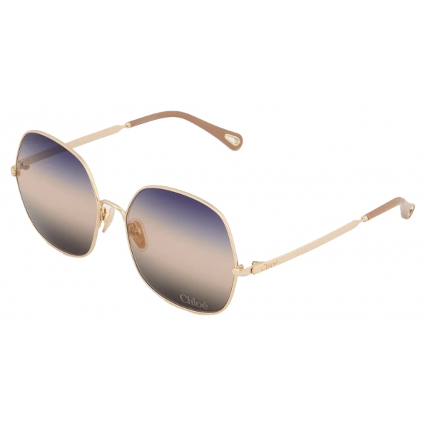 Chloé - Aly Sunglasses - Gold Blue Beige Brown - Chloé Eyewear